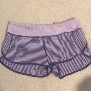 Purple Striped Lululemon Speed Shorts 2.5’ size 8